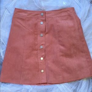 Pink Suede button up Skirt H&M